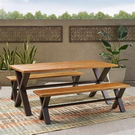 noble house diego rustic metal 3 piece outdoor dining set|noble house dining room sets.